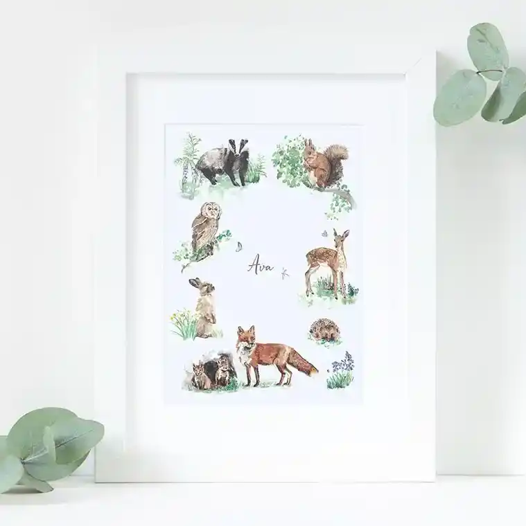 woodland-animals-personalised-print-handpainted