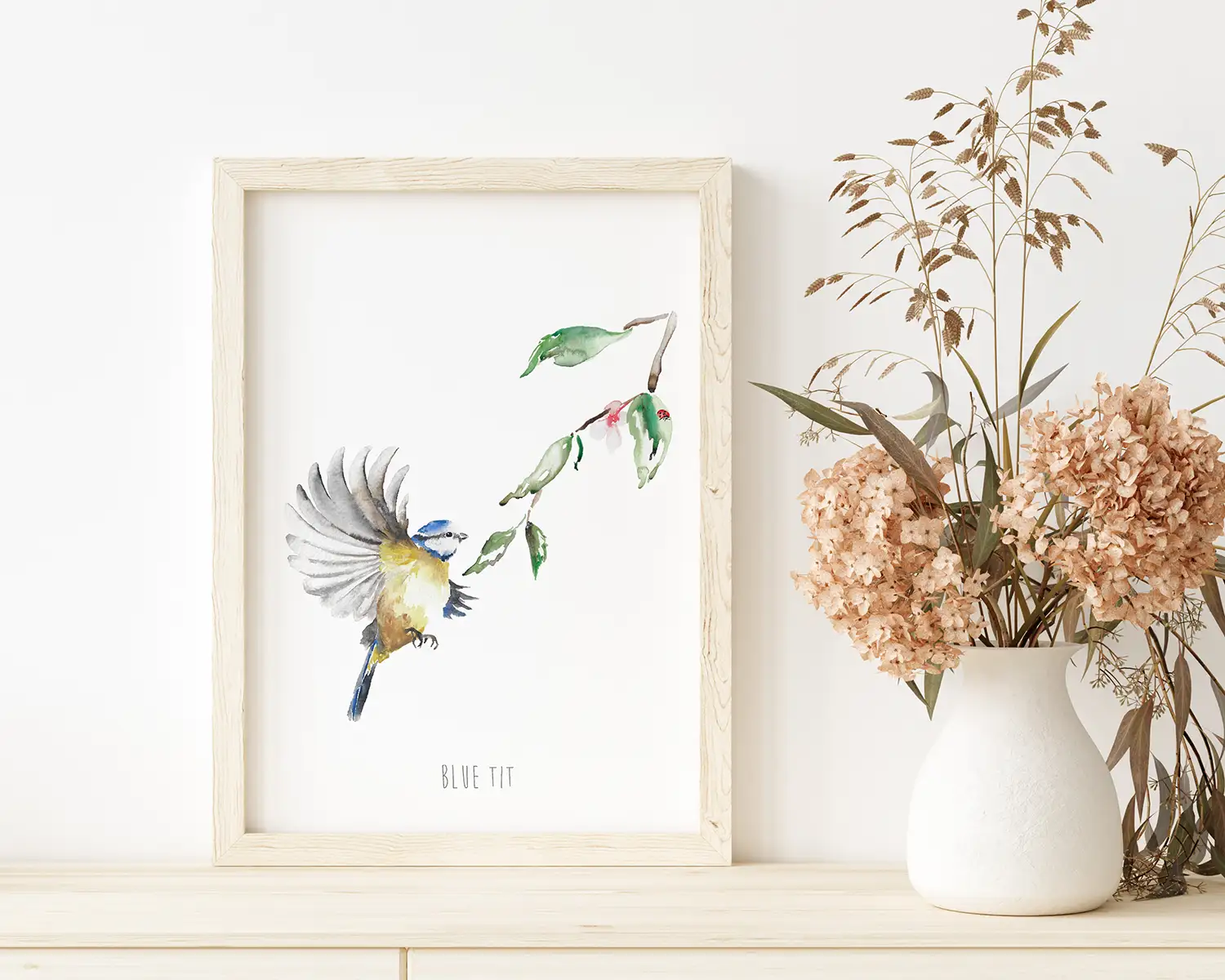 Blue Tit In Flight Art Print