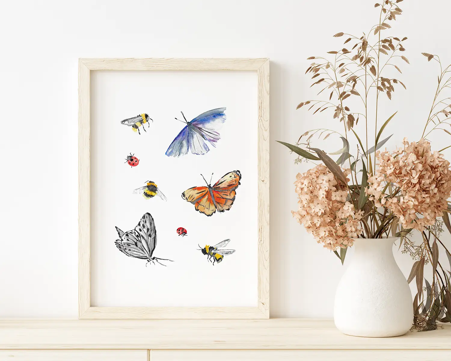 Butterflies, Bumble Bees & Ladybirds Art Print