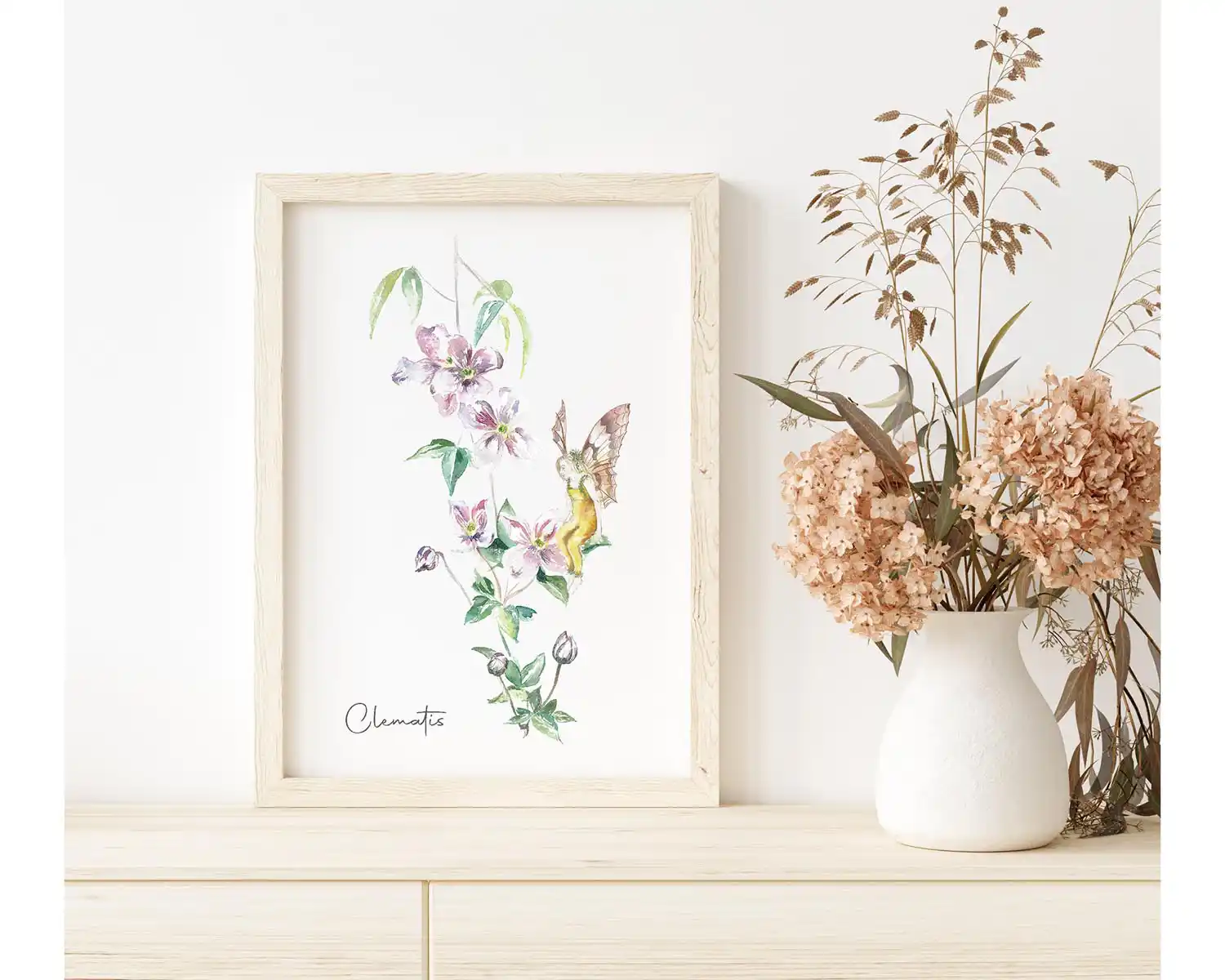 Clematis Fairy Art Print