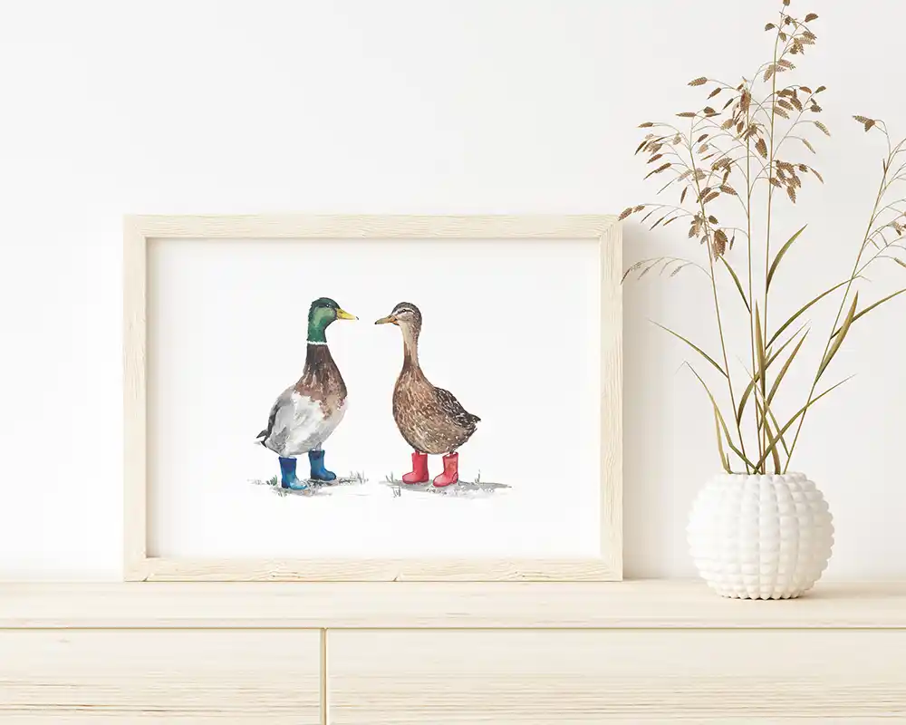Ducks In Wellies Art Print