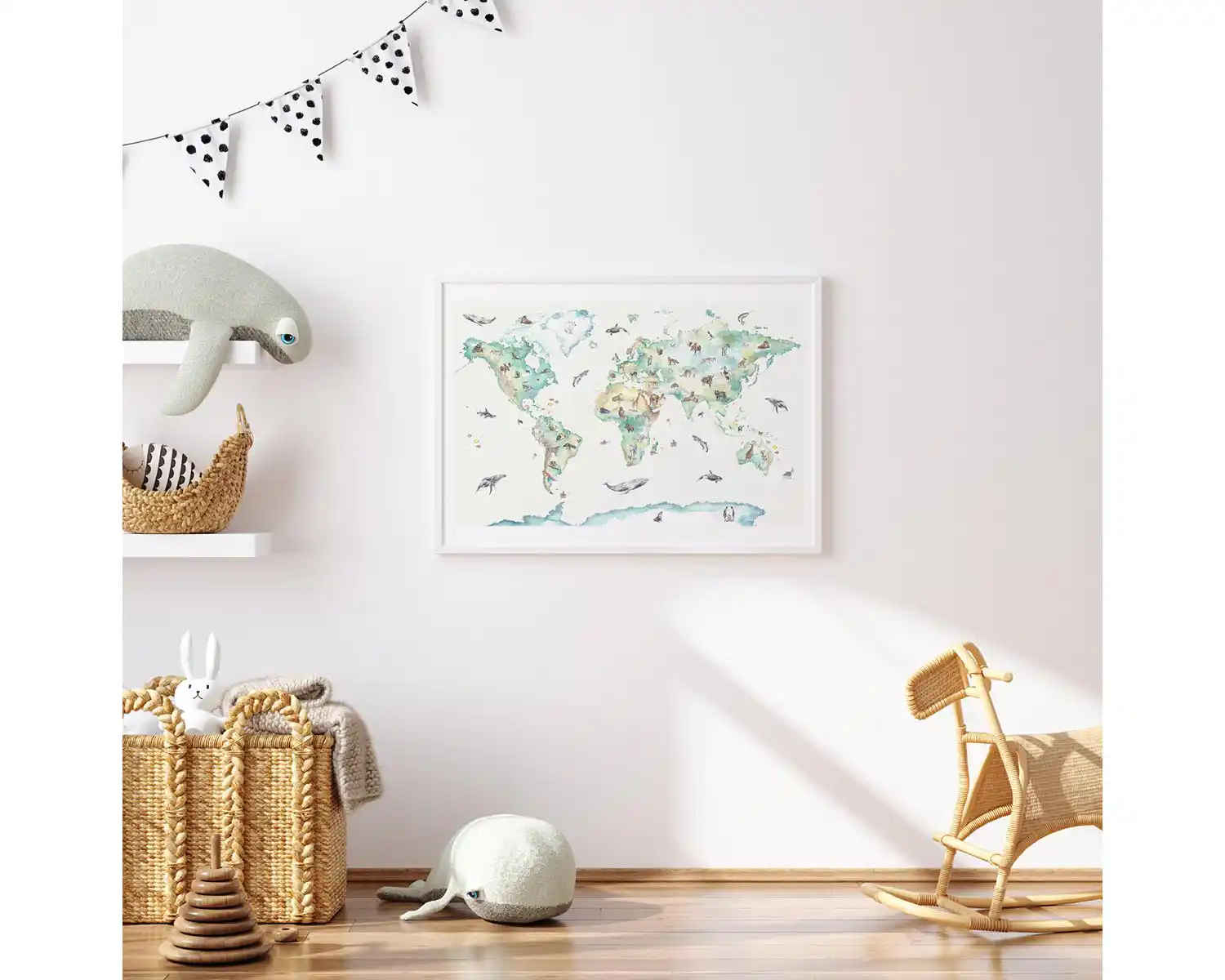 Animal World Map Art Print