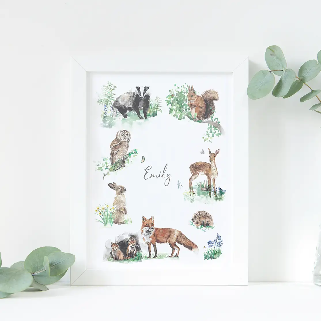 woodland-animals-personalised-print-handpainted