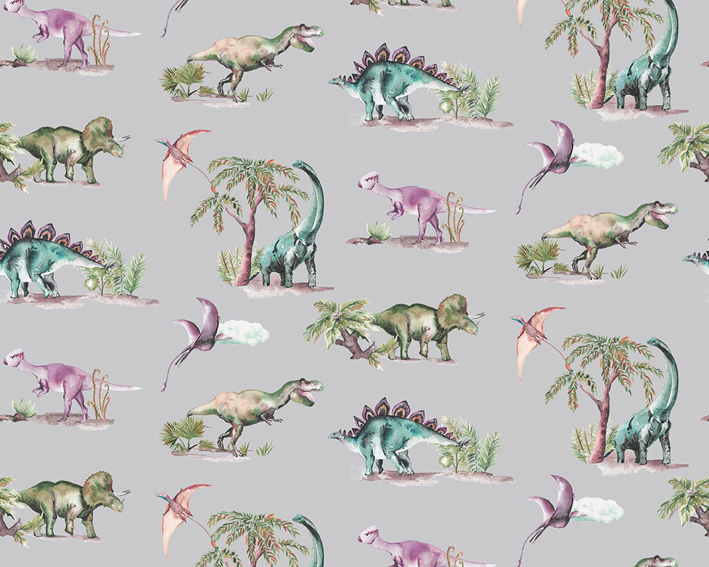 Dinosaurs Fabric - Grey