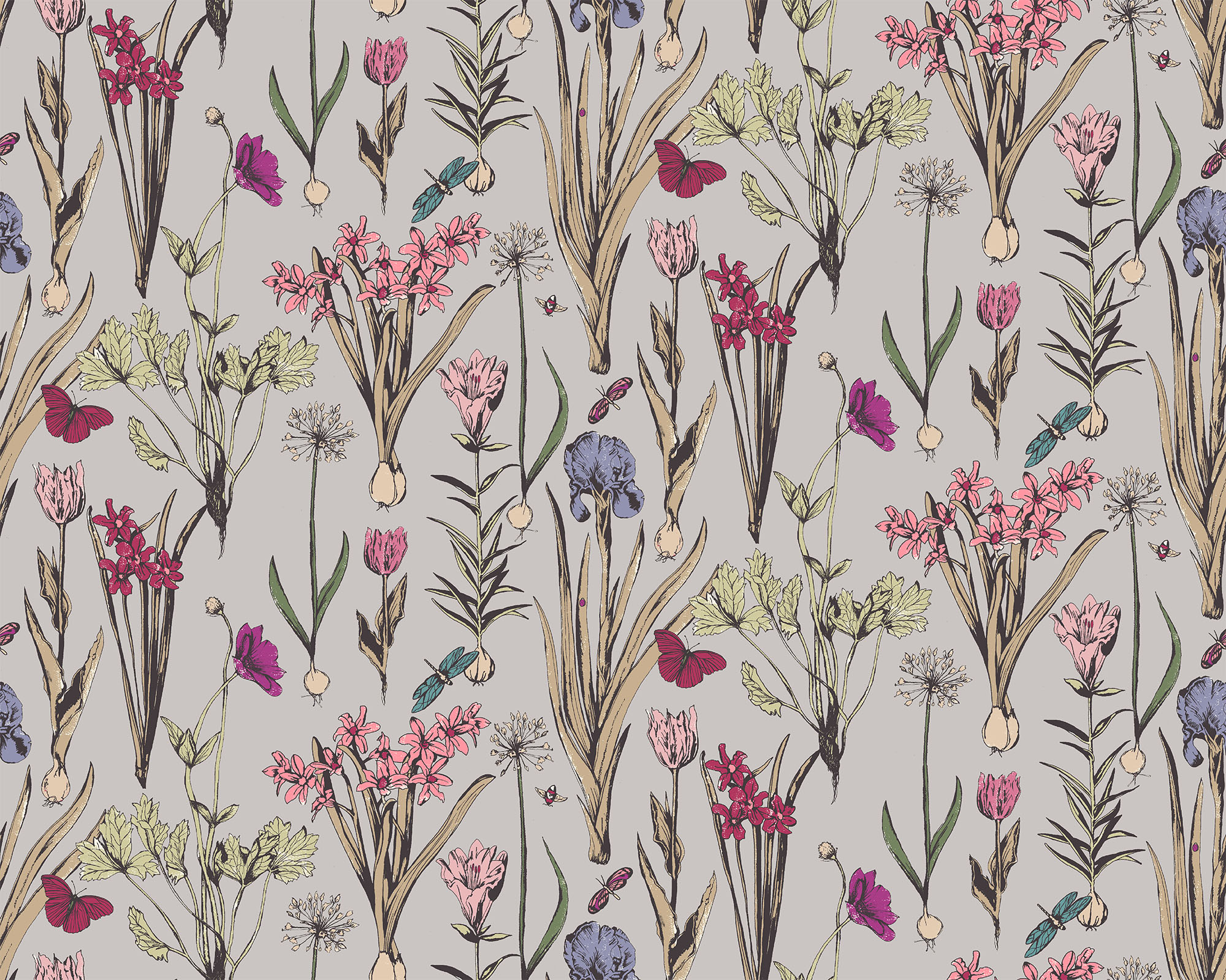 Flowerpress Fabric - Raspberry