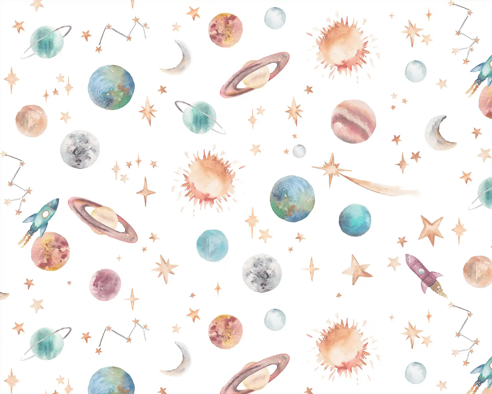 Planets Wallpaper in Ivory