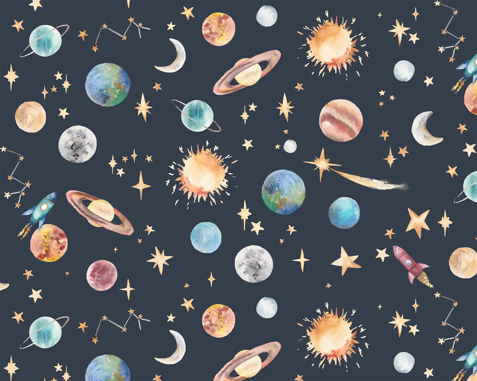 Planets Wallpaper in Midnight