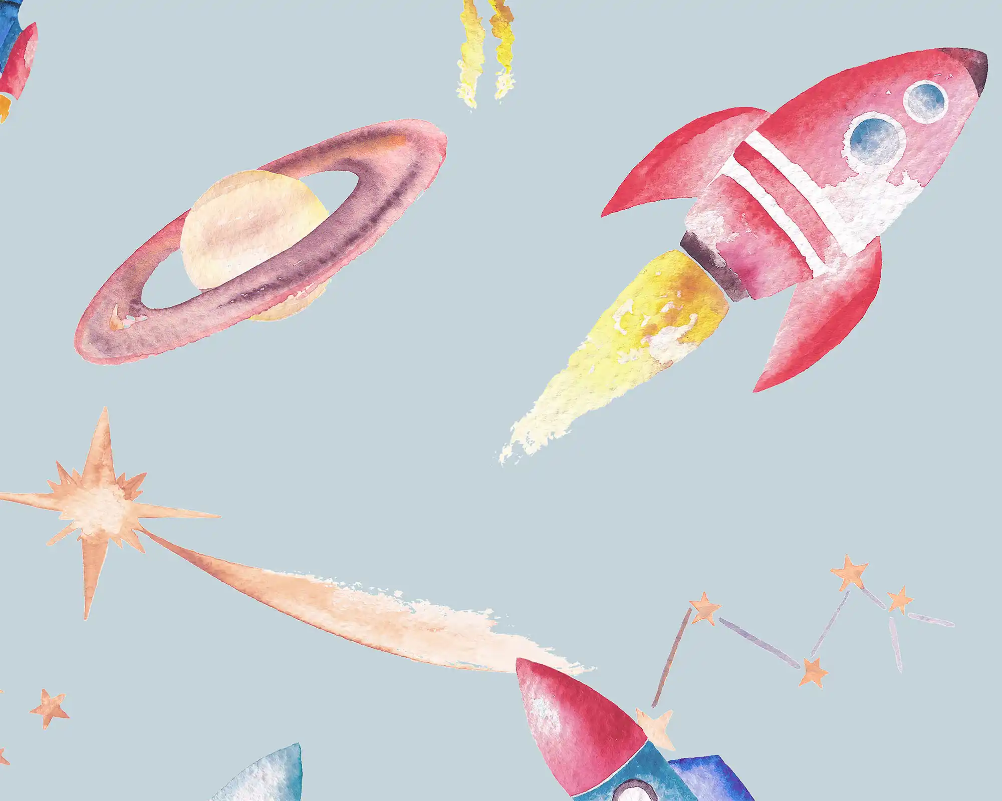 Rockets Wallpaper in Blue detailed