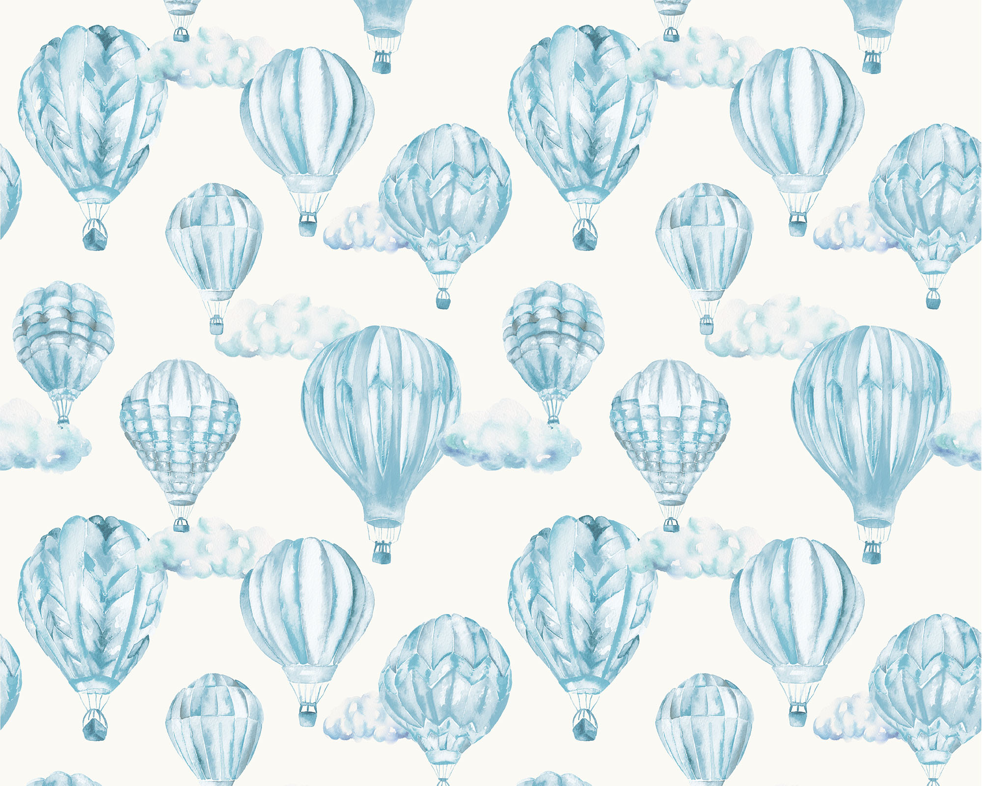 Hot Air Balloons Fabric - Azure