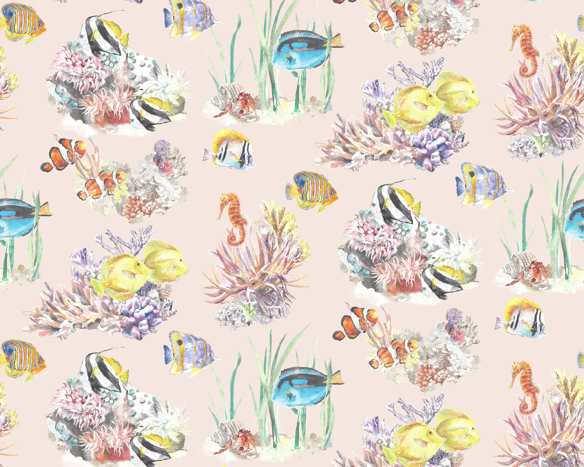 Coral Reef Fabric - Blush