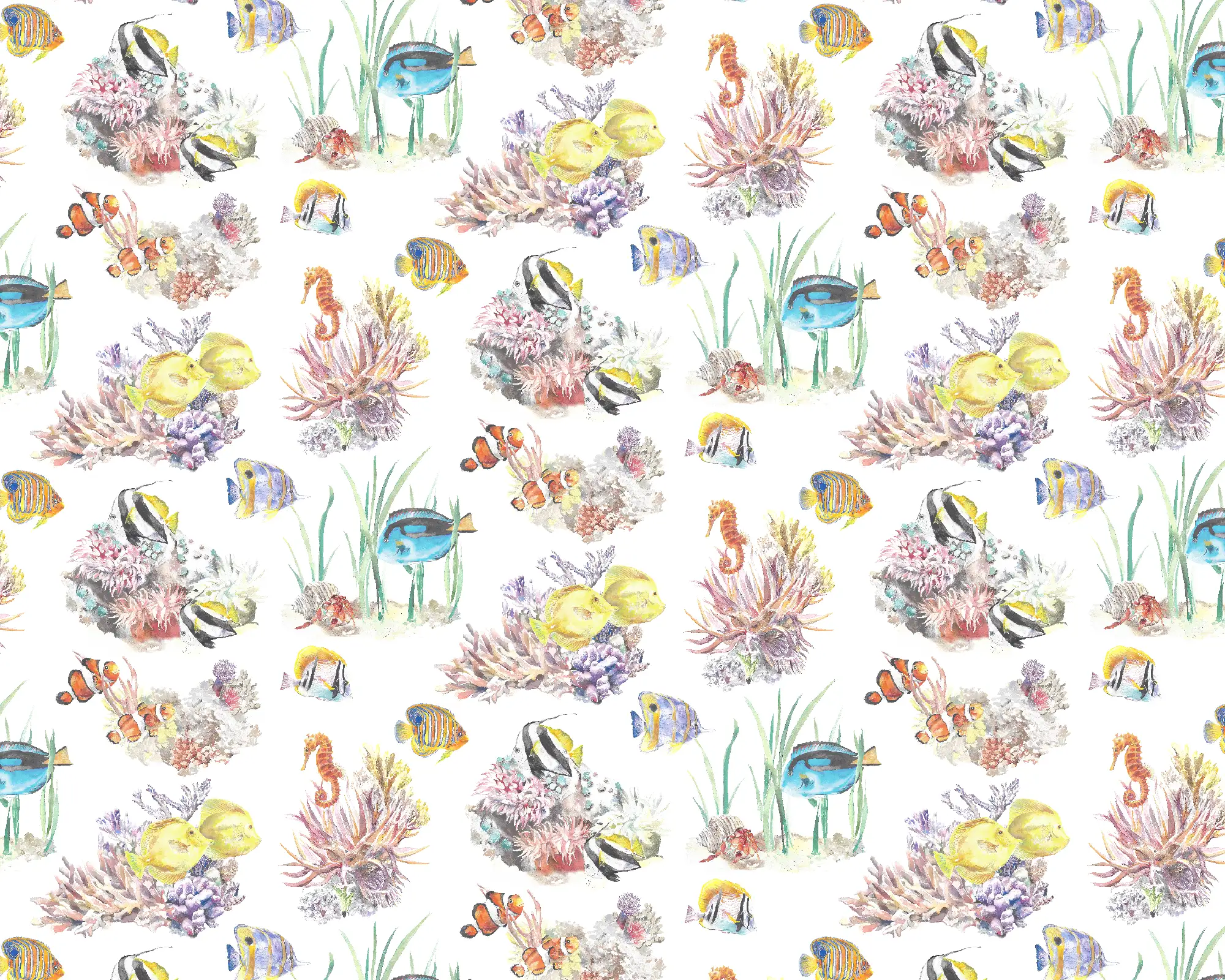 Coral Reef Wallpaper in White