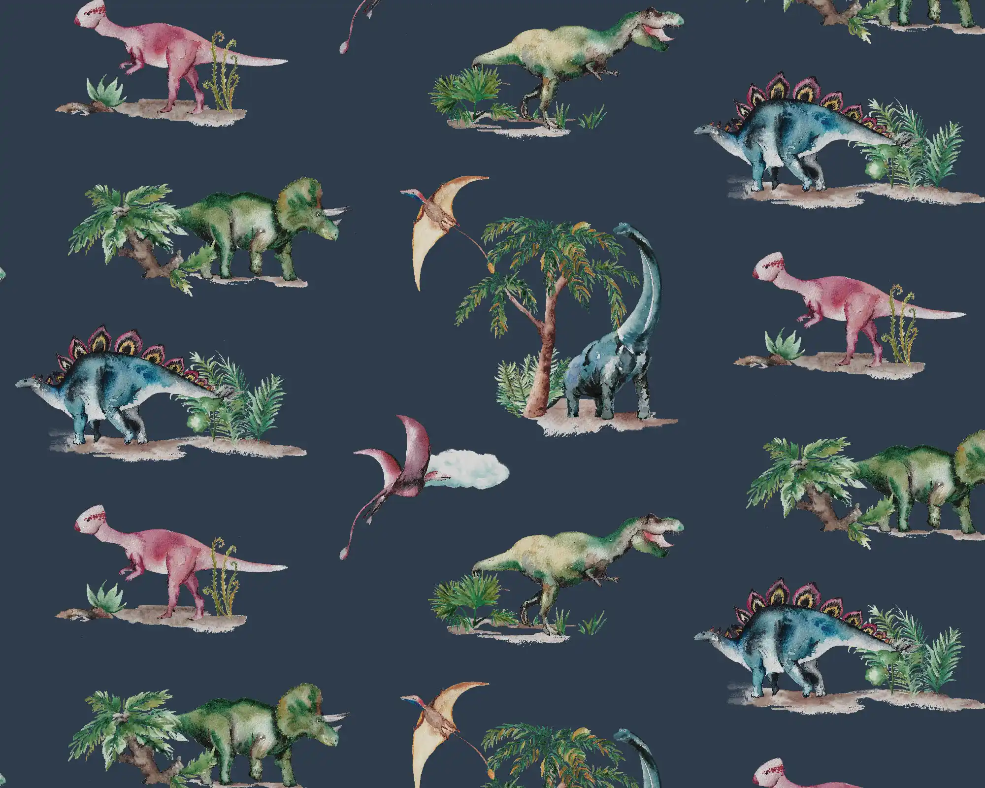 Dinosaurs Wallpaper in Midnight