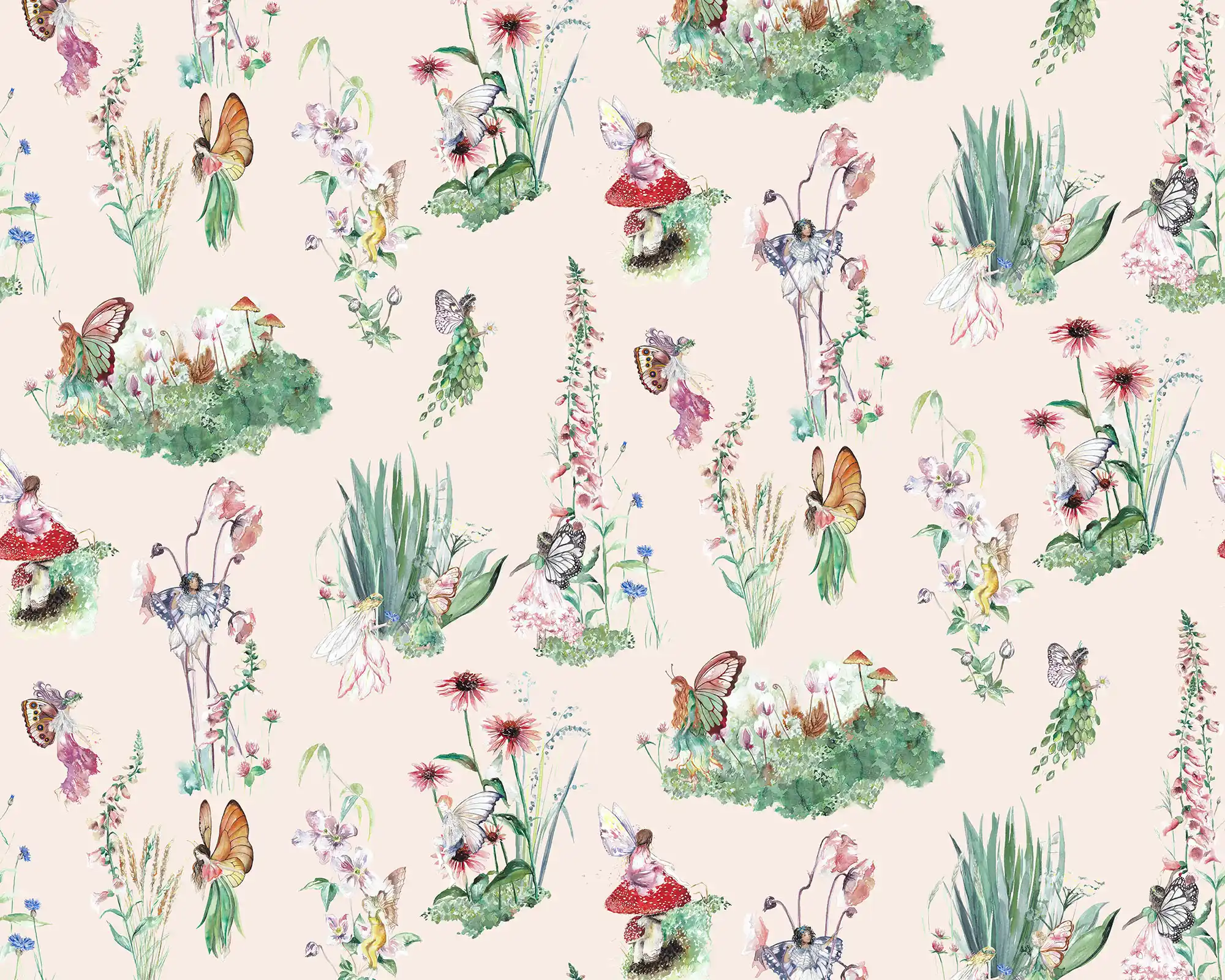 Fairy Garden Wallpaper in Pink