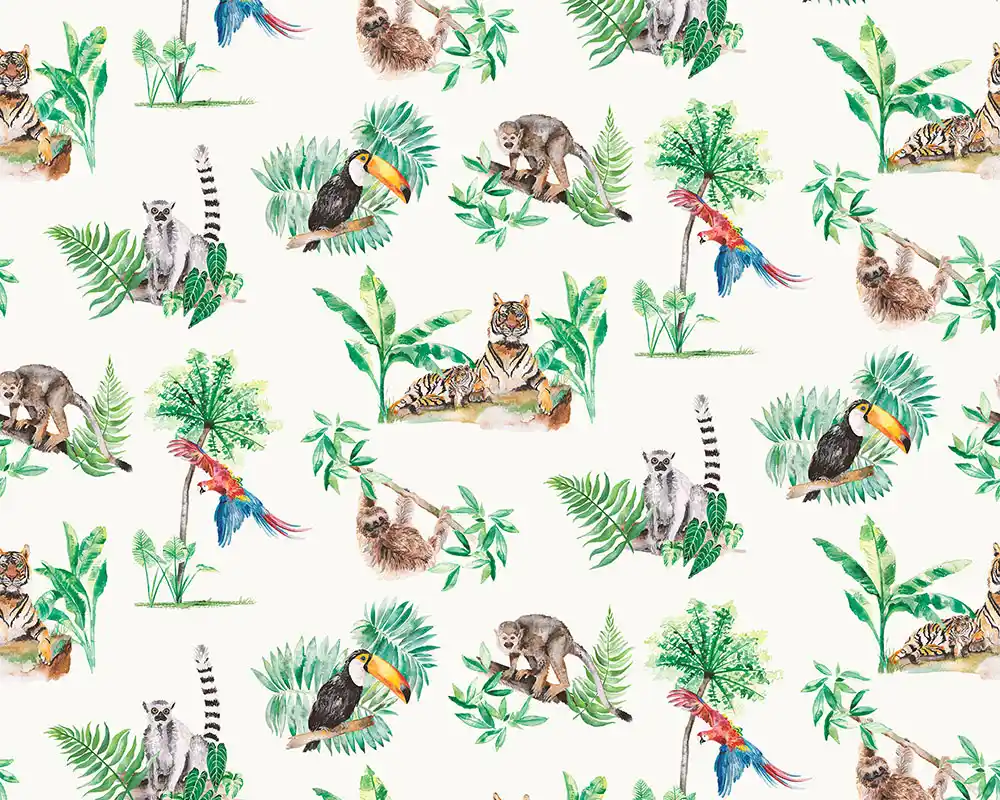 Jungle Wallpaper in Ivory