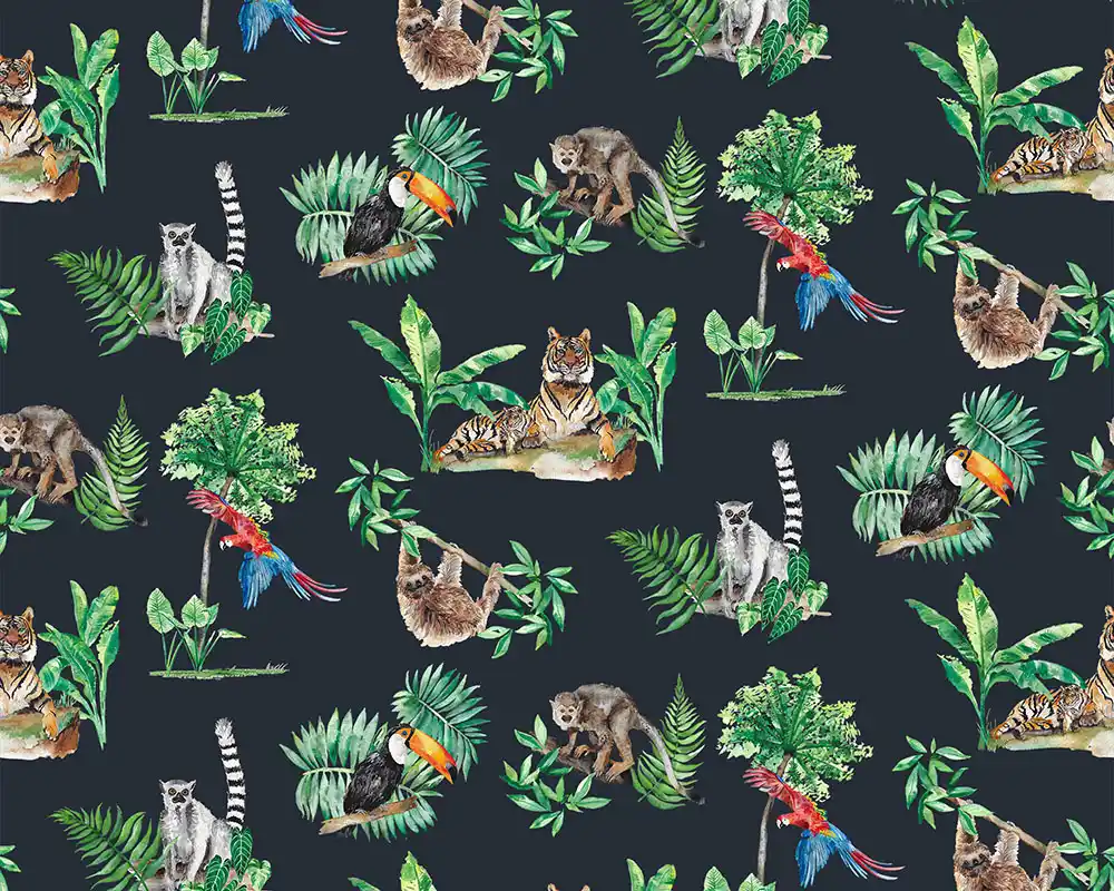 Jungle Wallpaper in Midnight