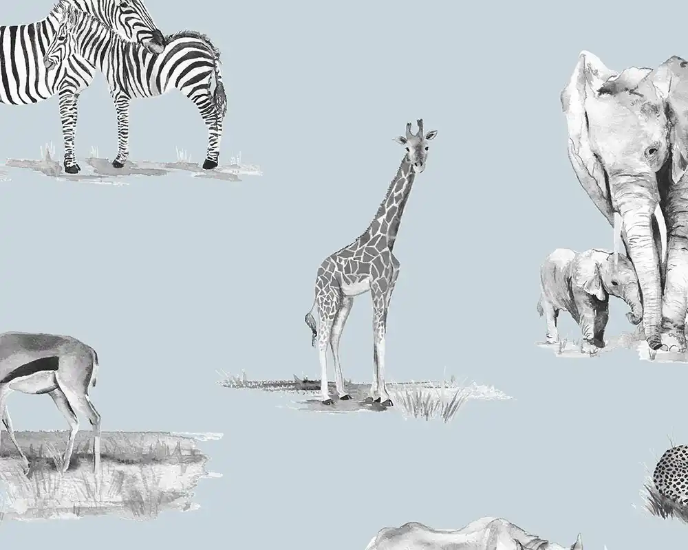 Safari Wallpaper in  Blue Monochrome detailed