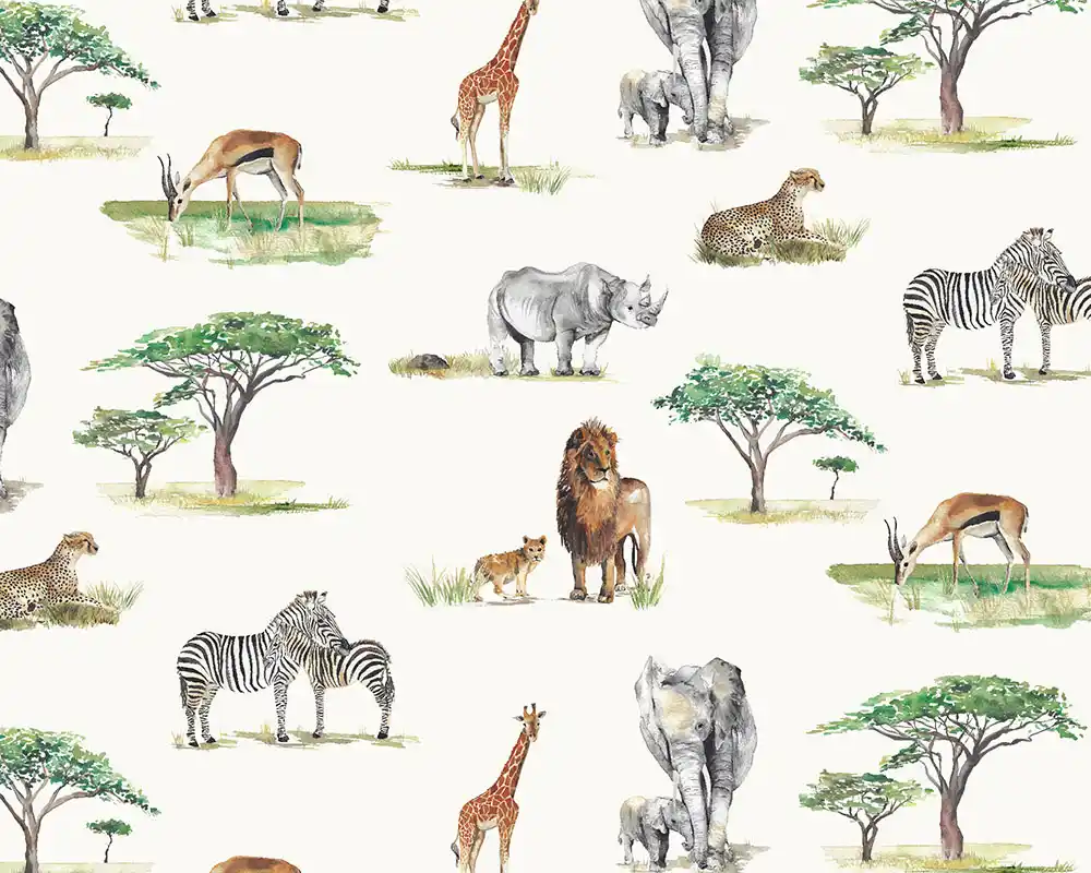 Safari Wallpaper in Ivory
