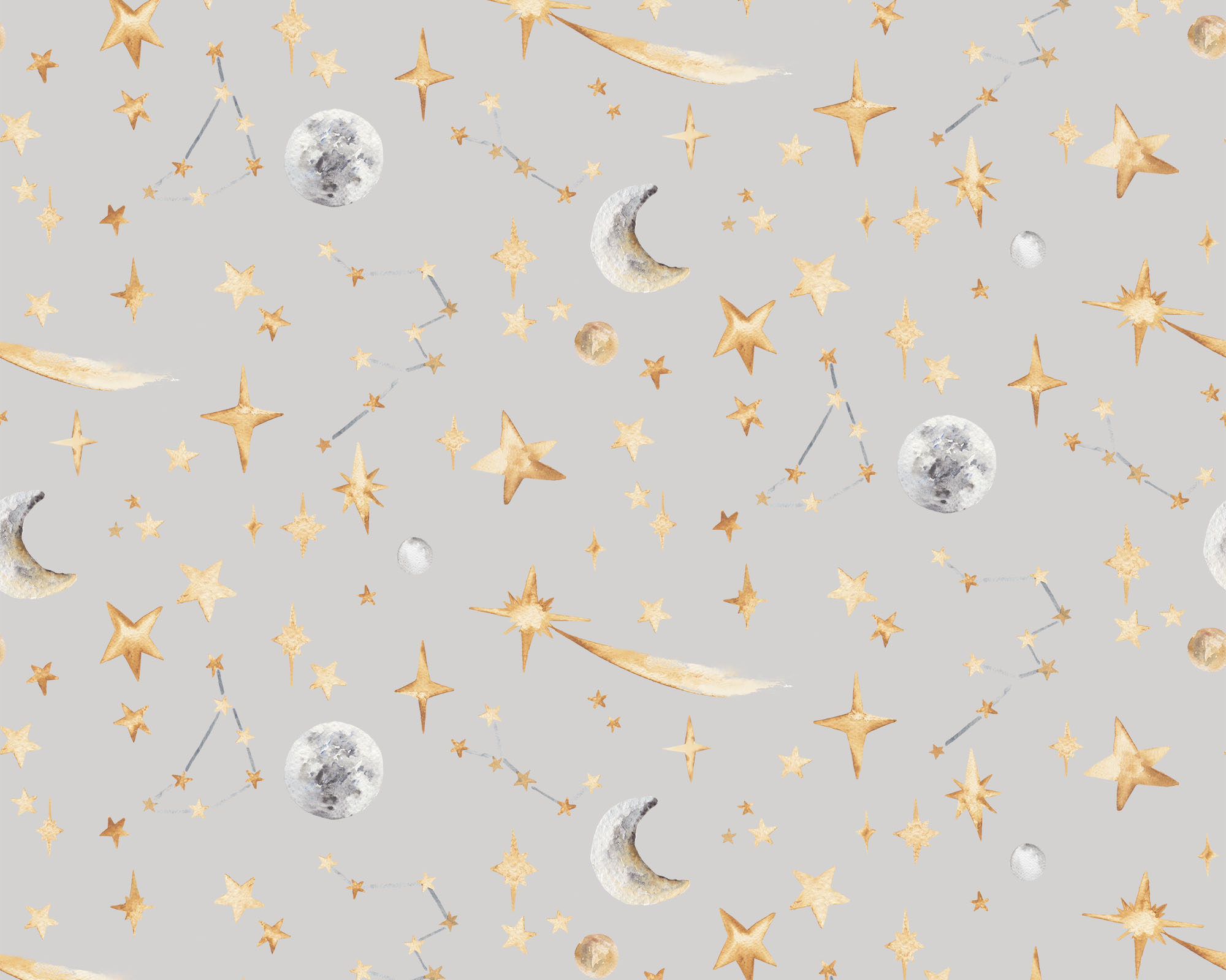 Stars Fabric - Grey