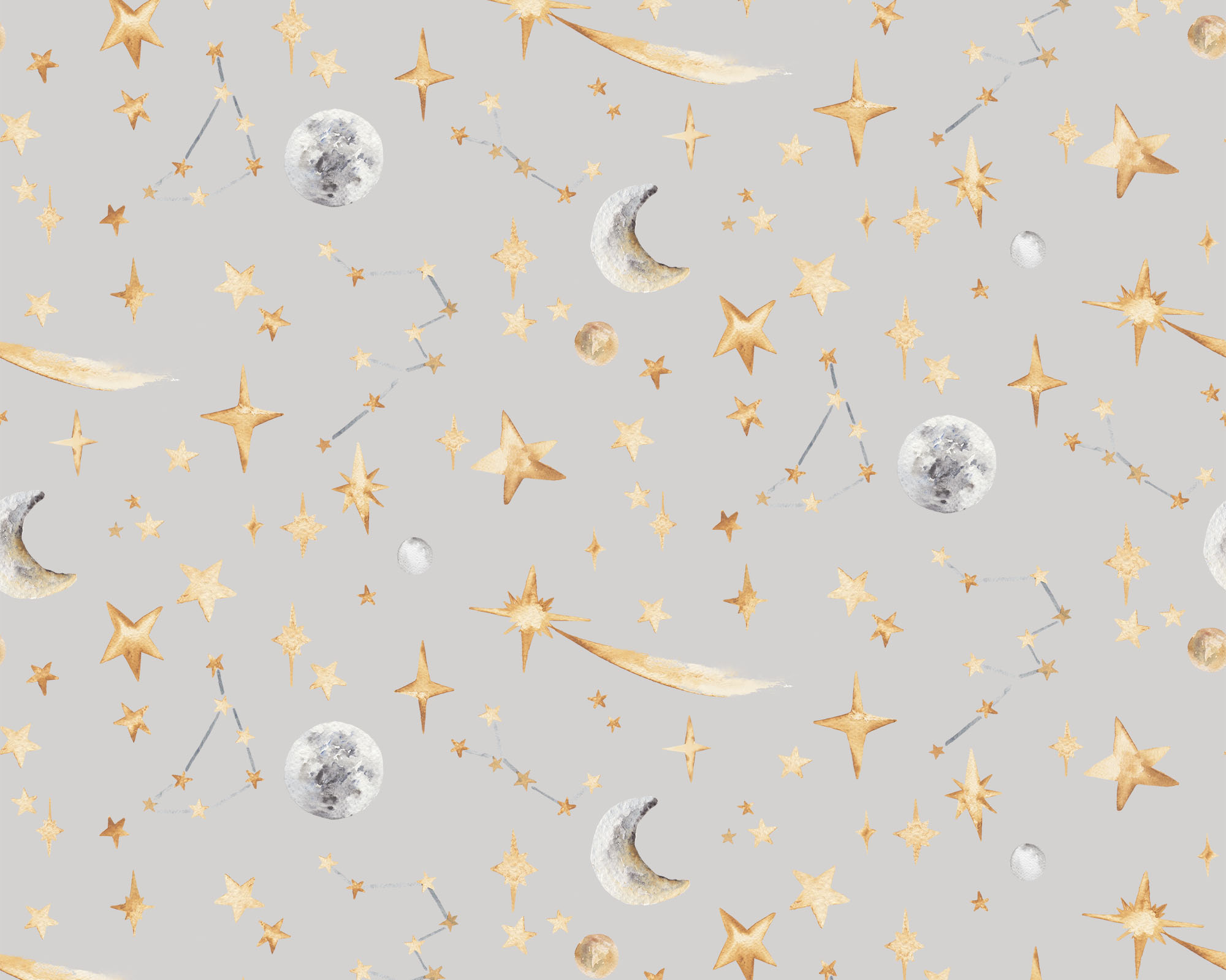 Stars Fabric - Grey