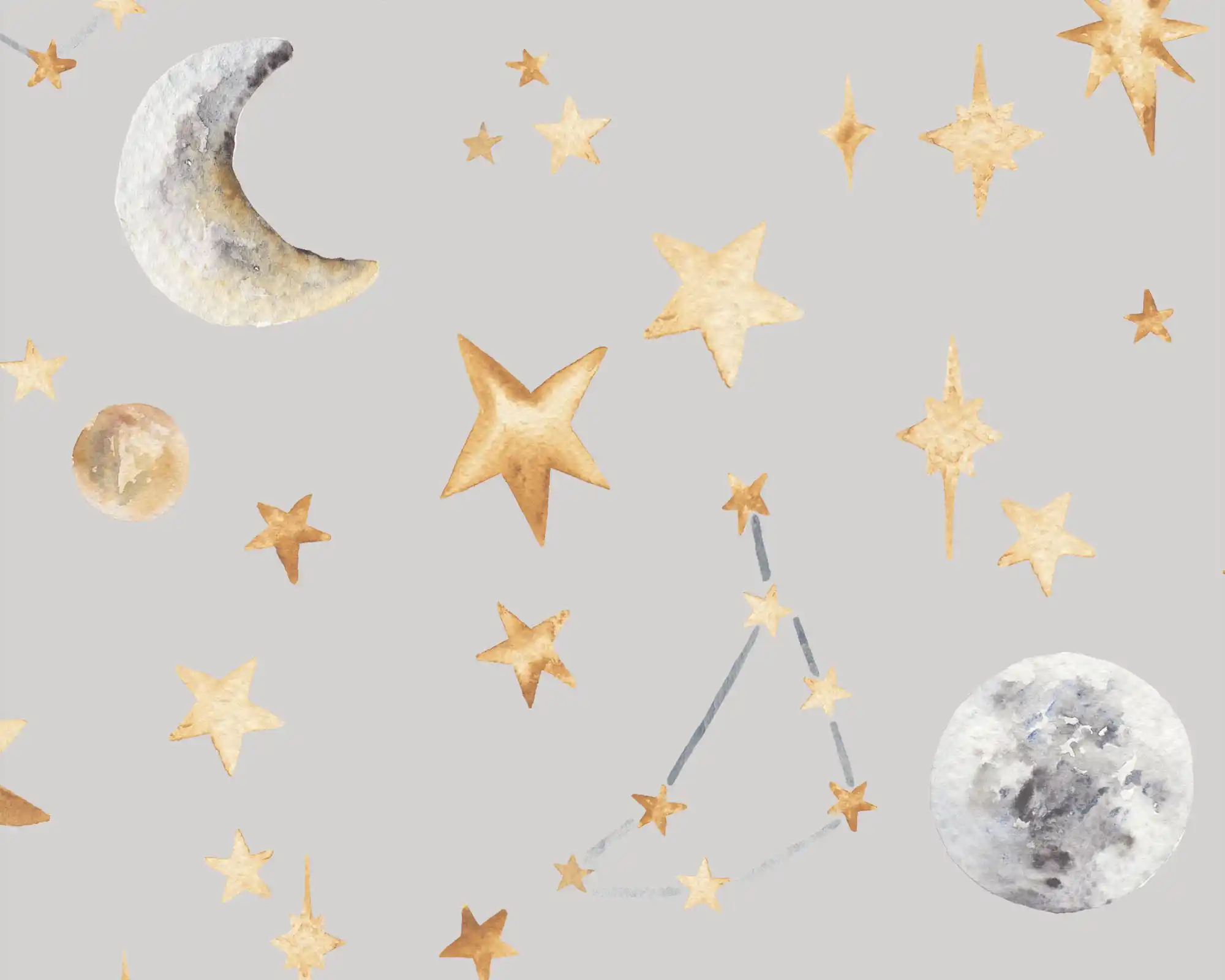 Stars Wallpaper in Grey detailed