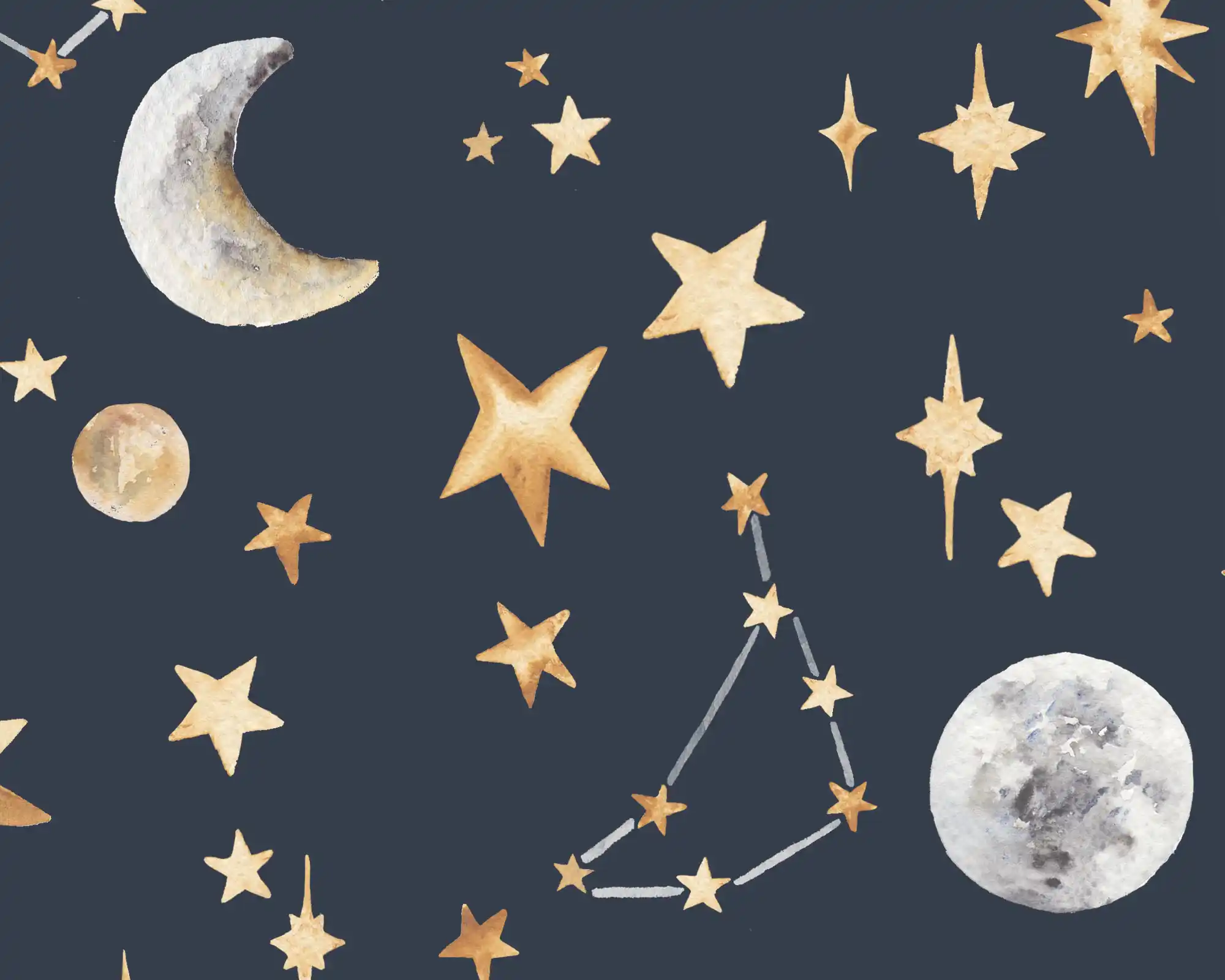 Stars Wallpaper in Midnight detailed