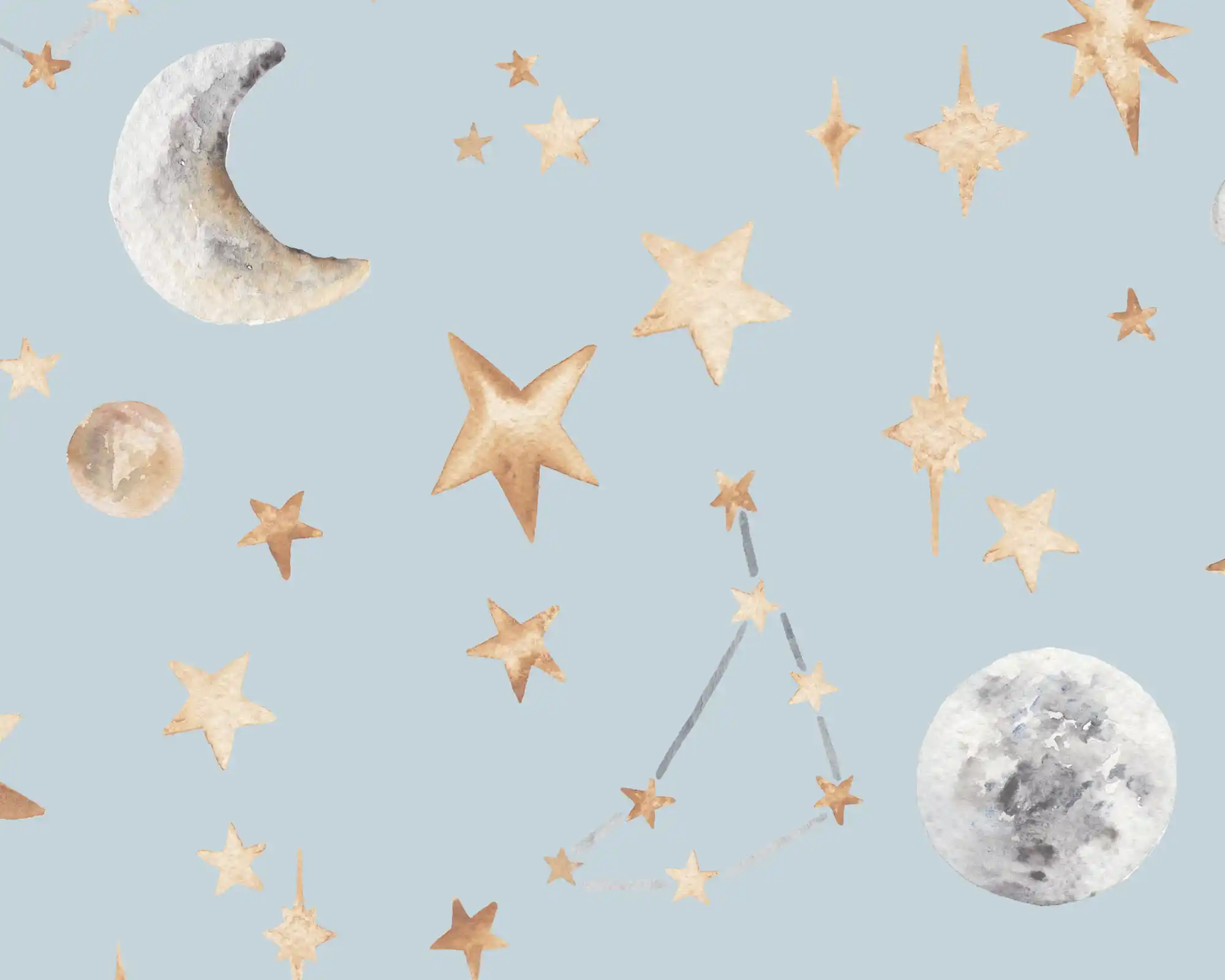 Stars Wallpaper in Sky Blue detailed