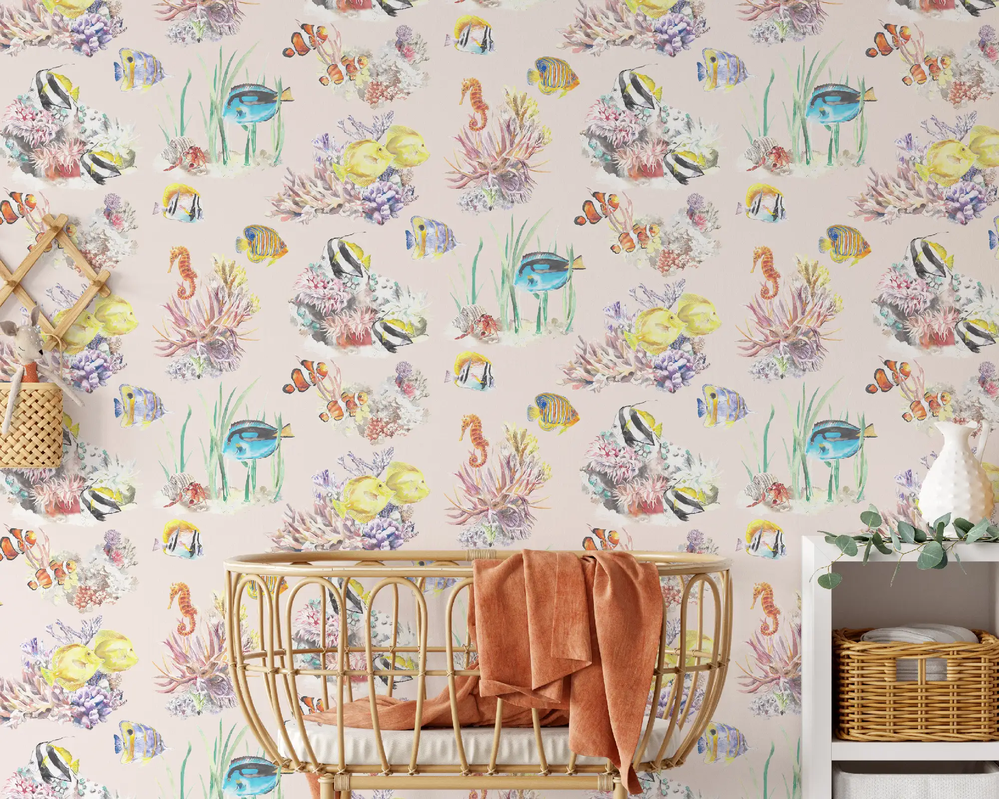 Coral Reef Wallpaper in Blush8