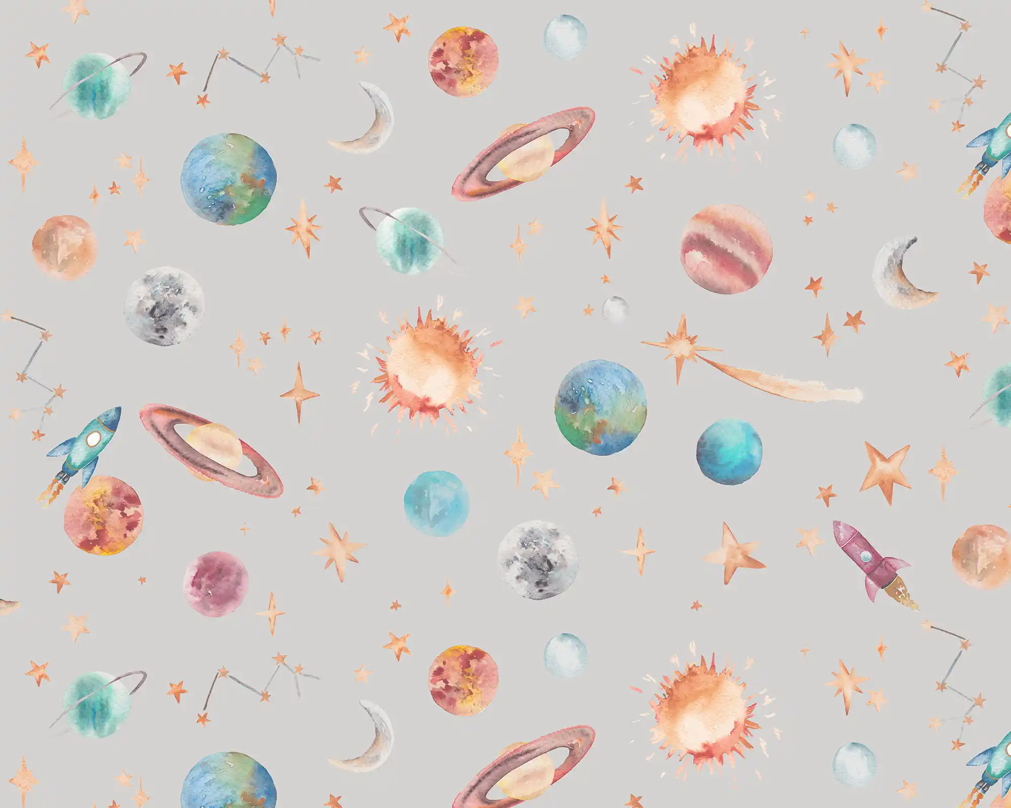 Planets Wallpaper in Grey1