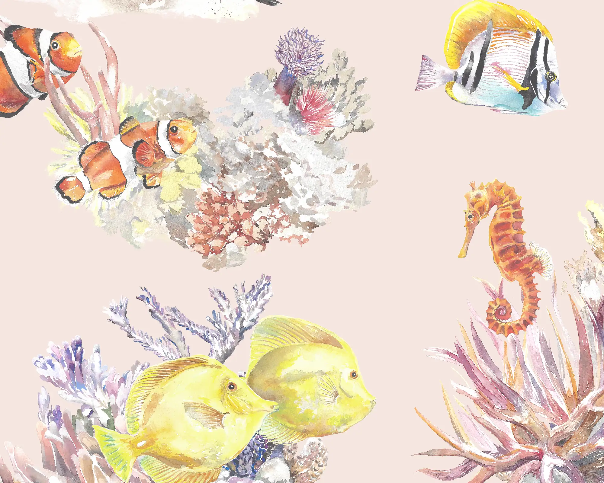 Coral Reef Wallpaper in Blush1