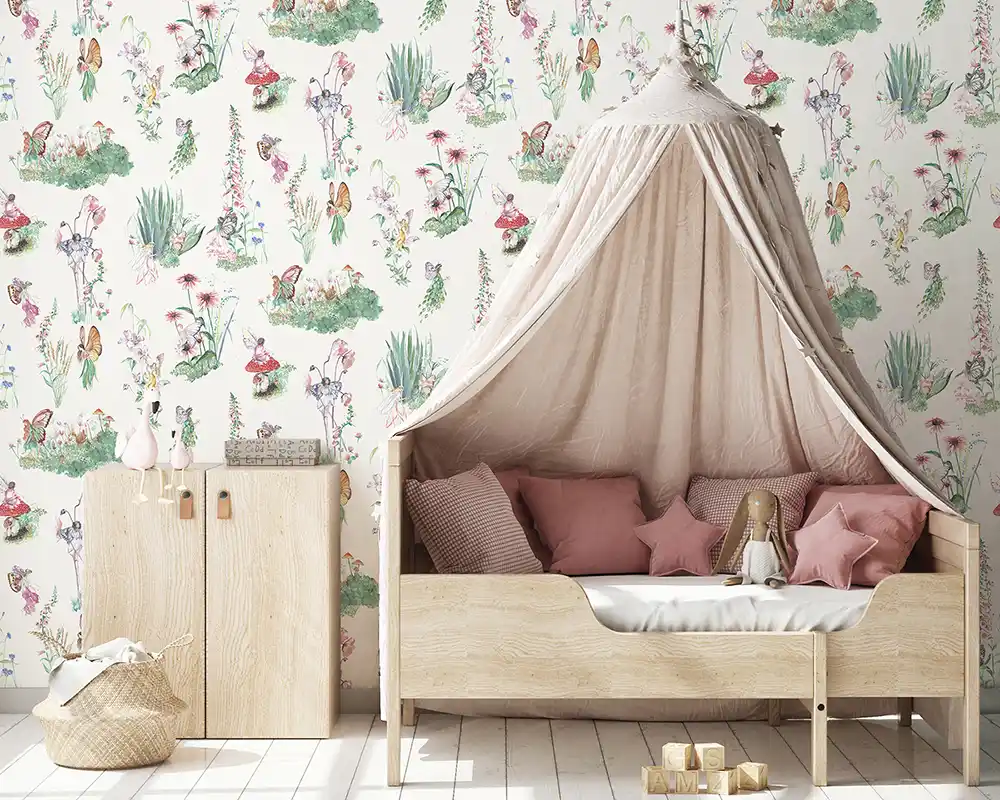 Fairy Garden Wallpaper in Chalk