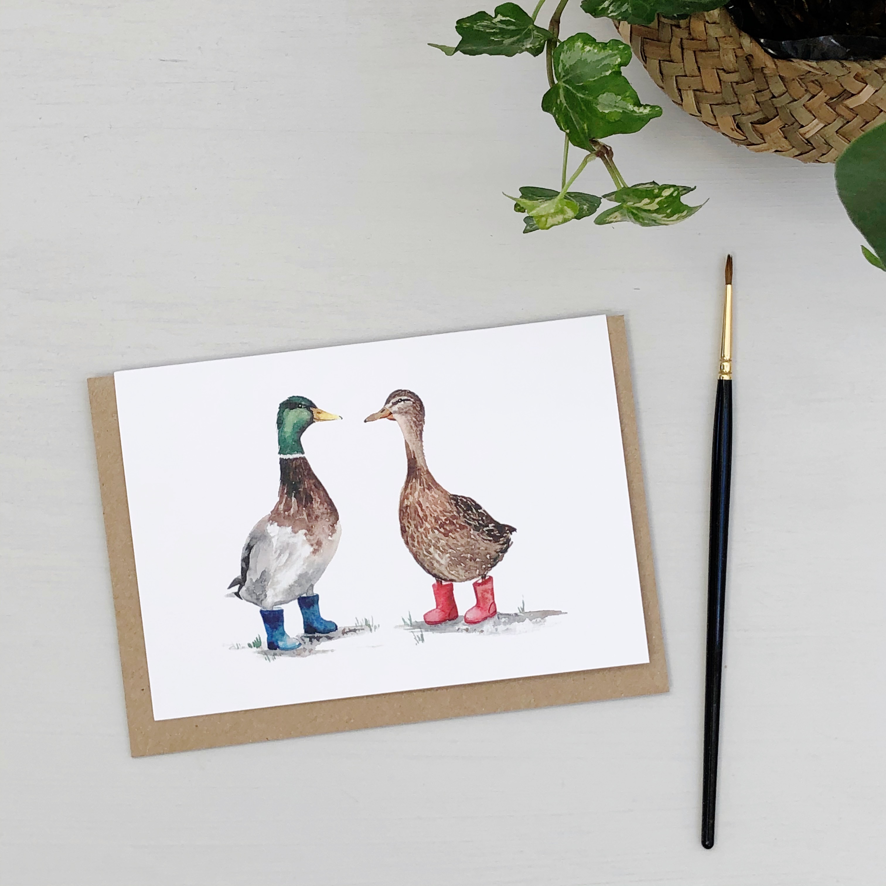 Ducks in Wellies Card